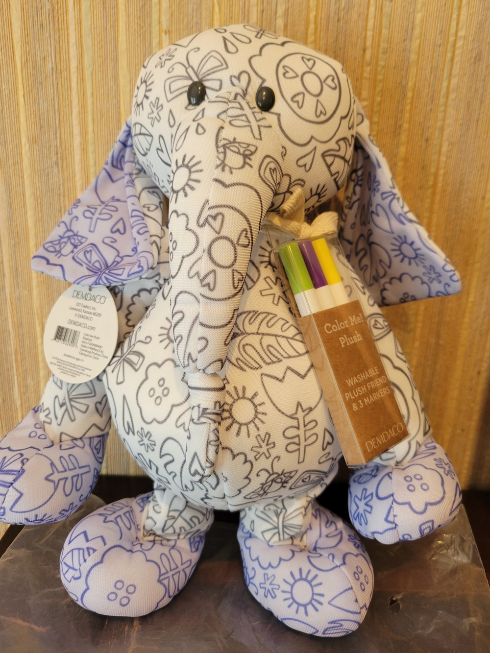 Demdaco Lavender & White Color-Me Plush Elephant NWT